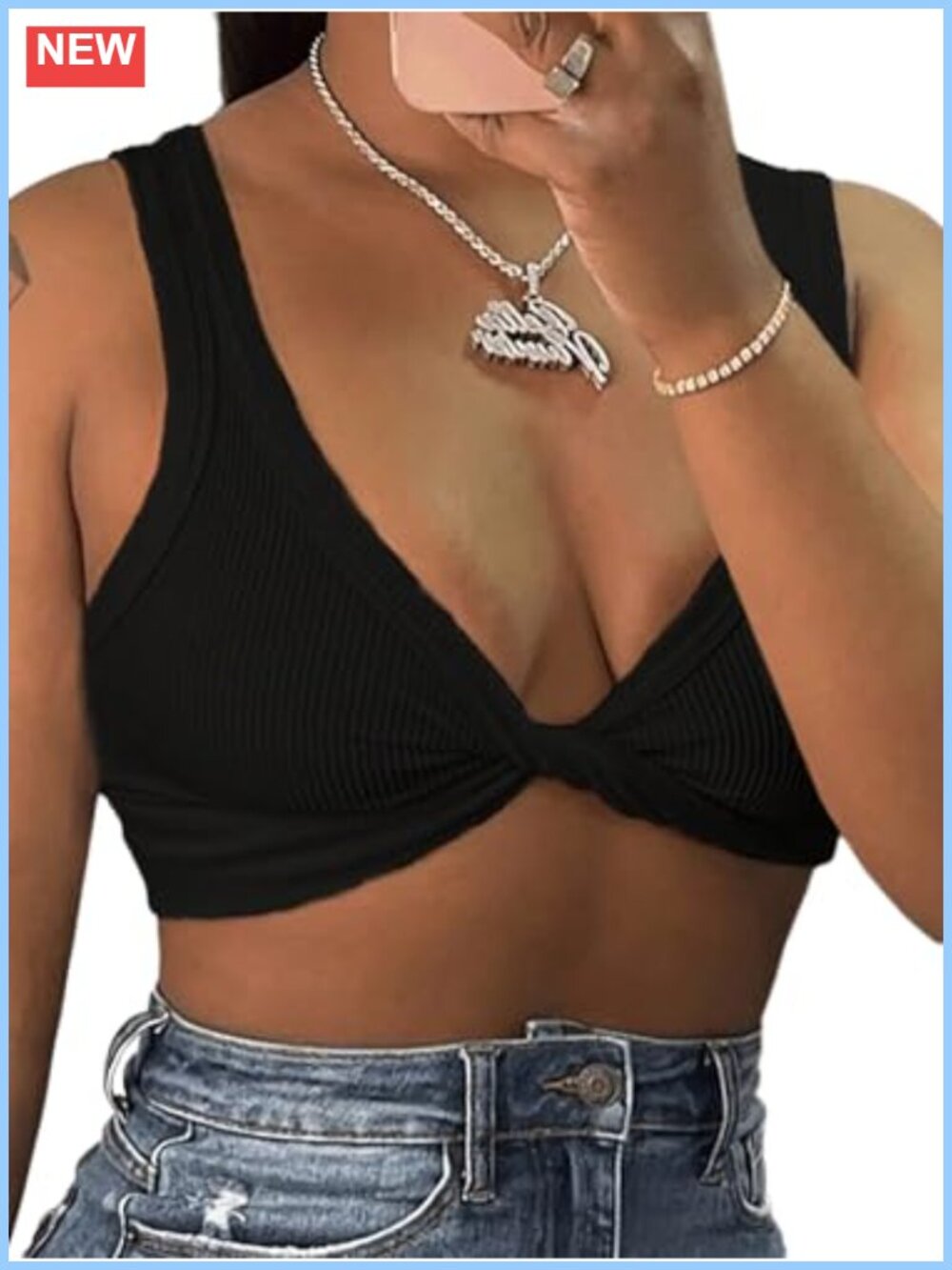 Women's Twist Front Cropped Tank Top Sleeveless Ribbed Going Out Top